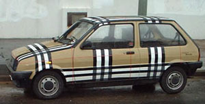 A car, in Burberry check